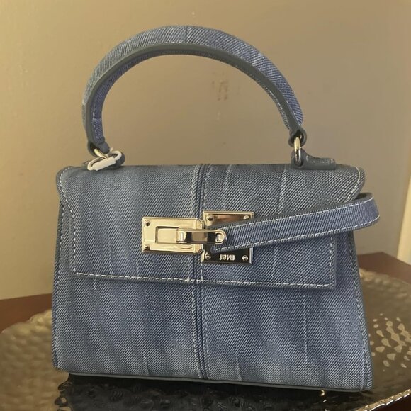🆕Jw Pei Women Blue Vegan Leather Imported Elegant Sustainable Top Handle Bag - Picture 3 of 10